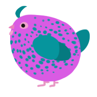 A orchid and teal chicken with a speckle pattern
