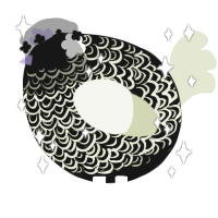 A black and lemon chicken with a double-lace pattern