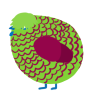 A grass and maroon chicken with a lace pattern