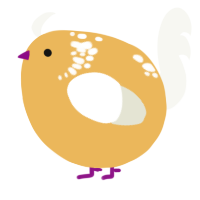 A honey and white chicken with a neck-speckle pattern