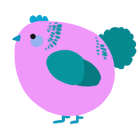 A lavender and teal chicken with a neck-band pattern