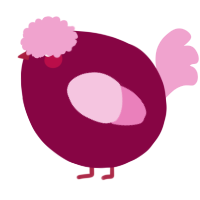 A maroon and pink chicken