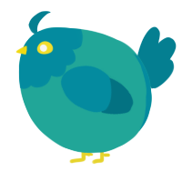 A turquoise and sea chicken with a head pattern