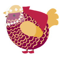 A maroon and honey chicken with a lace pattern