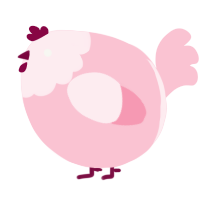 A rose chicken with a head pattern
