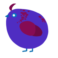 A indigo and wine chicken with a neck-speckle pattern