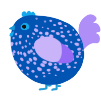 A ultramarine and lilac chicken with a speckle pattern