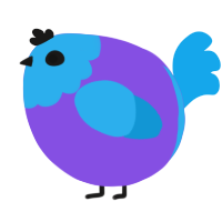 A blurple and sky chicken with a head pattern