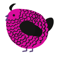 A fuchsia and black chicken with a lace pattern