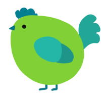 A grass and turquoise chicken