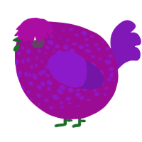 A plum and violet chicken with a speckle pattern