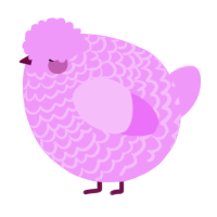 A lavender chicken with a lace pattern