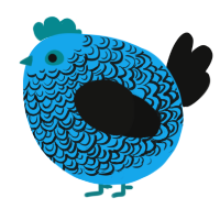 A sky and black chicken with a double-lace pattern