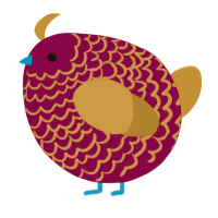 A maroon and gold chicken with a lace pattern