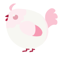A white and rose chicken with a head pattern