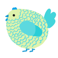 A apple and aqua chicken with a lace pattern