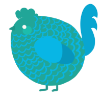 A turquoise and cerulean chicken with a lace pattern