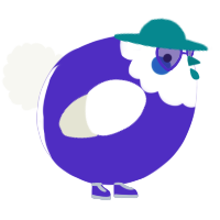A indigo and white chicken with a head pattern