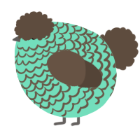 A mint and bark chicken with a lace pattern