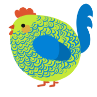 A lime and sapphire chicken with a double-lace pattern