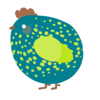 A sea and lime chicken with a speckle pattern