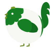 A white and leaf chicken with a head pattern