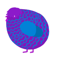 A violet and sapphire chicken with a lace pattern