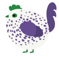 A white and overcast chicken with a speckle pattern