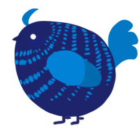 A navy and sapphire chicken with a bar pattern