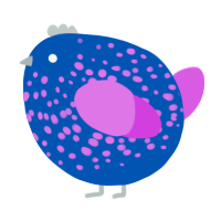 A ultramarine and orchid chicken with a speckle pattern
