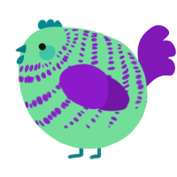 A spring and violet chicken with a bar pattern