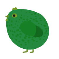 A viridian and leaf chicken with a speckle pattern
