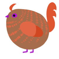 A brown and vermilion chicken with a bar pattern