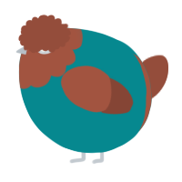 A teal and russet chicken with a head pattern