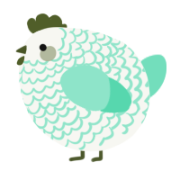 A white and mint chicken with a lace pattern