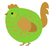 A grass and gold chicken with a speckle pattern