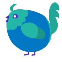 A sapphire and turquoise chicken with a head pattern