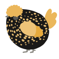 A sable and honey chicken with a speckle pattern