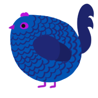 A ultramarine and navy chicken with a lace pattern