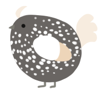 A grey and cream chicken with a speckle pattern