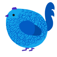 A sky and ultramarine chicken with a double-lace pattern