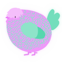 A lavender and mint chicken with a double-lace pattern
