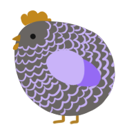 A grey and lilac chicken with a lace pattern