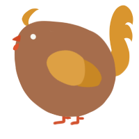 A brown and orange chicken