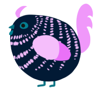 A tumblr and lavender chicken with a bar pattern