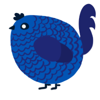 A ultramarine and navy chicken with a lace pattern