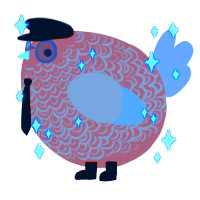 A sky and ultramarine chicken with a double-lace pattern