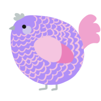 A lilac and pink chicken with a lace pattern