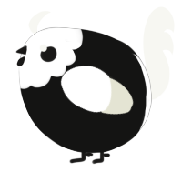A black and white chicken with a head pattern