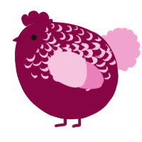 A maroon and pink chicken with a half-lace pattern